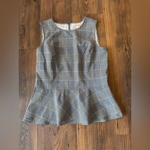 Brooks Brothers Women's Red Fleece Plaid Peplum Sleeveless Top Size 6